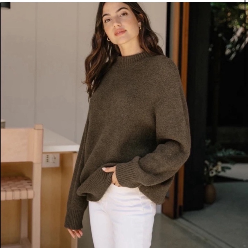 Jenni Kayne Oversized Cotton Pullover in Cedar Brown